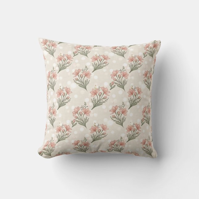 Coussin de jet Boho Terracotta à motif floral (Recto)