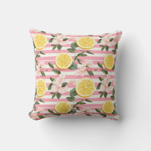 Coussin de jet botanique à motif citron