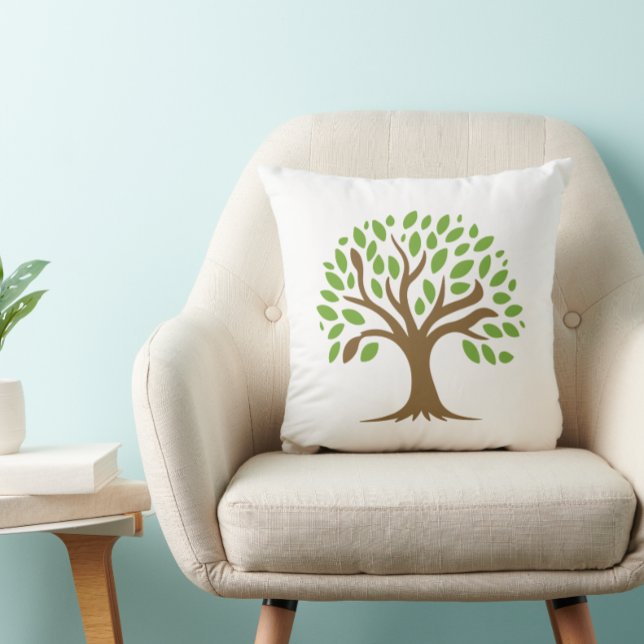 Coussin de jet botanique Arbre de Vie Vert (Créateur téléchargé)