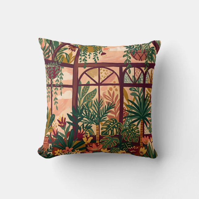 Coussin de jet botanique Bourgogne & Or (Recto)