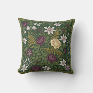 Coussin de jet botanique – Dessin floral vintage