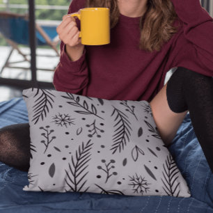 Coussin de jet botanique d'hiver – Gris
