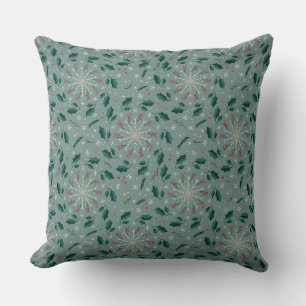Coussin de jet botanique flocon de neige d'hiver