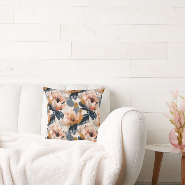 Coussin de jet botanique floral pictural (Canapé)