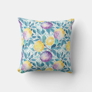 Coussin de jet botanique motif citron