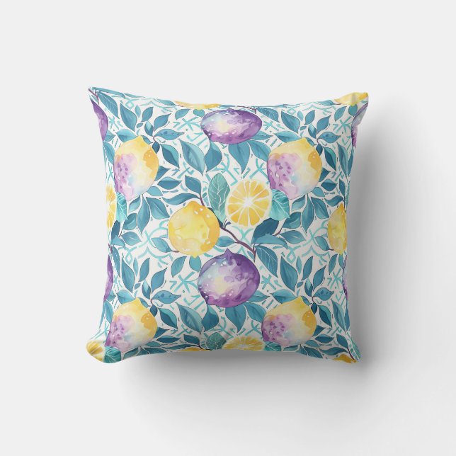 Coussin de jet botanique motif citron (Recto)