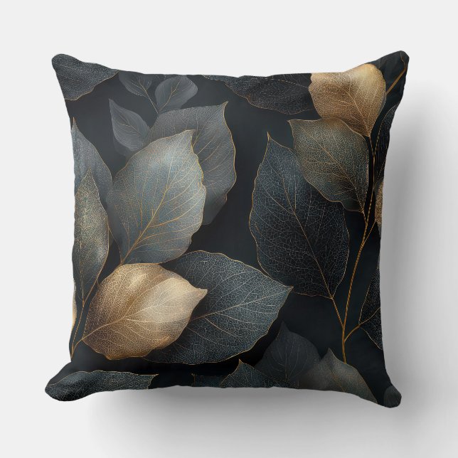 Coussin de jet botanique or foncé (Recto)