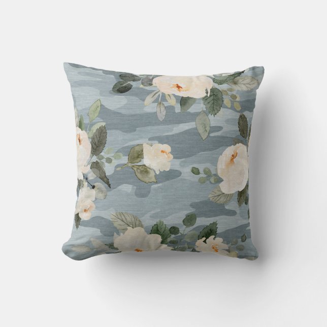 Coussin de jet camouflage fleur de paonie (Recto)
