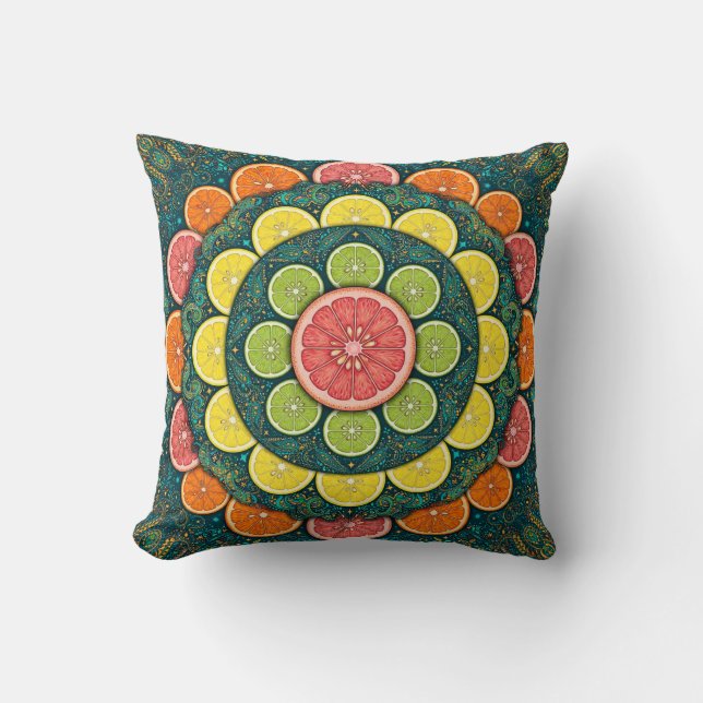 Coussin de jet Citrus Mandala Medallion (Recto)