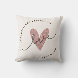 Coussin de Jet – Cœur Pailleté Rose Design Amour