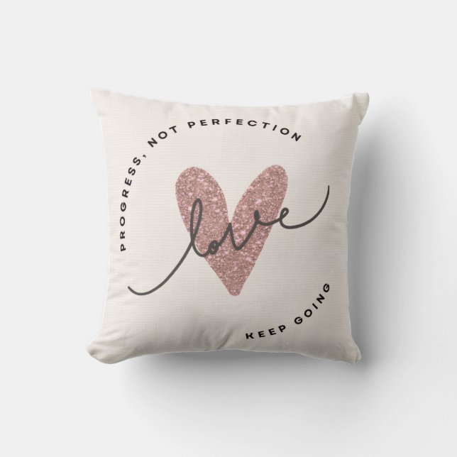 Coussin de Jet – Cœur Pailleté Rose Design Amour | (Recto)