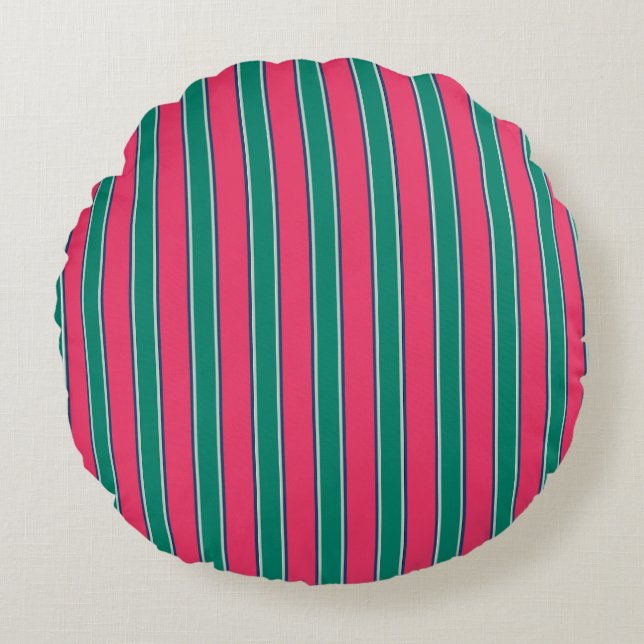 Coussin de jet côtier rayé rose et vert (Devant)