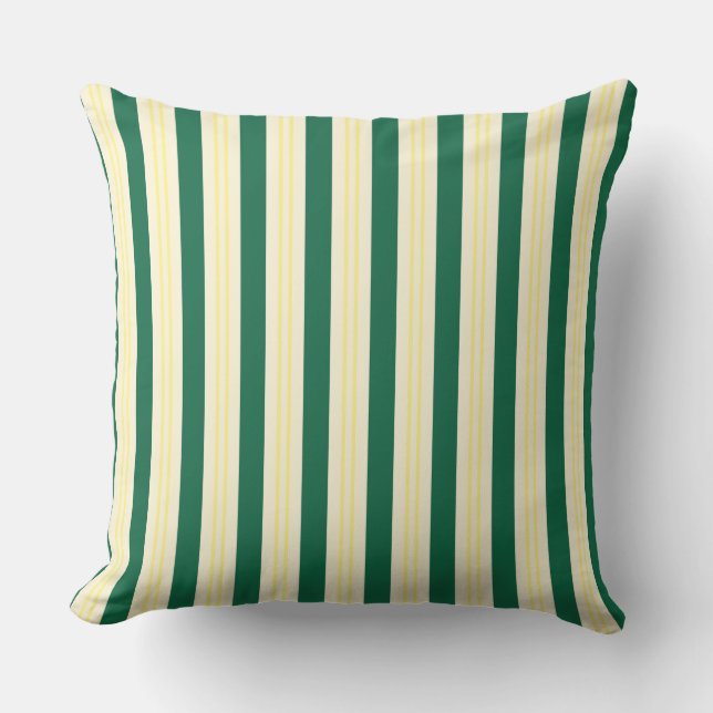 Coussin de jet côtier rayé vert et jaune (Recto)