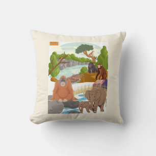 Coussin de jet Cottagecore Animaux de la Jungle po