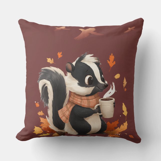 Coussin de jet Cozy Autumn Skunk - Douce forêt d'a (Recto)