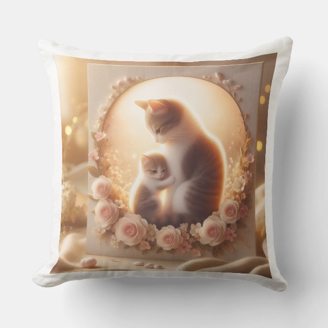 Coussin de jet Cute Cat Mom – Cadeau de la fête de (Recto)