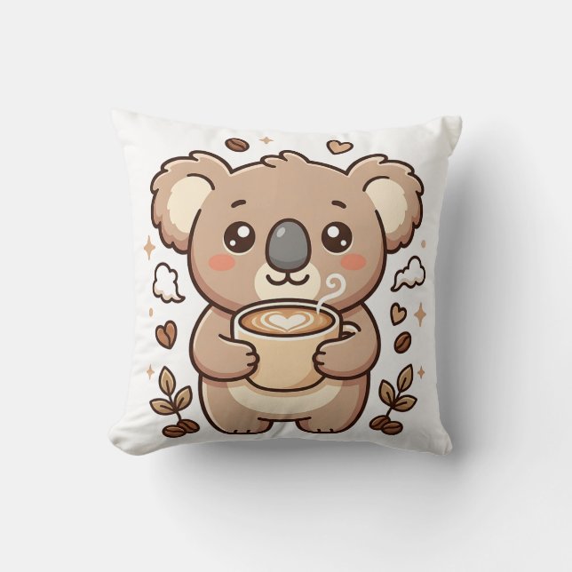 Coussin de jet Cute Koala Coffee (Recto)