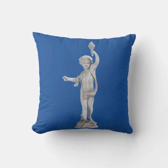 Coussin de jet d'ange de jardin tenant une torche (Recto)