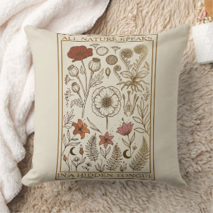 Coussin de jet d'archives botaniques vintage Dark 