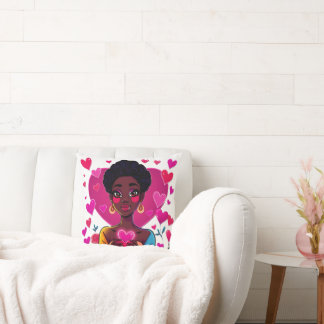 Coussin de jet d'art de fille coloré – Déco de mai