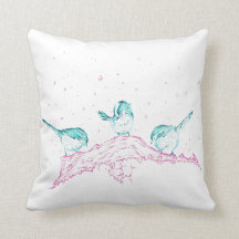 Coussin de jet d'art d'oiseaux d'hiver - dos de
