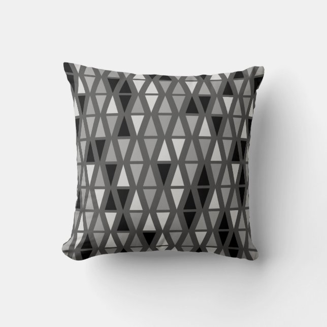 Coussin de jet de canapé gris argenté triangles gé (Recto)