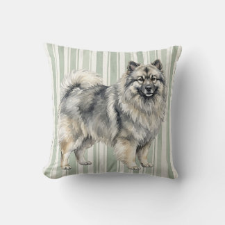 Coussin de jet de chien Keeshond aquarelle