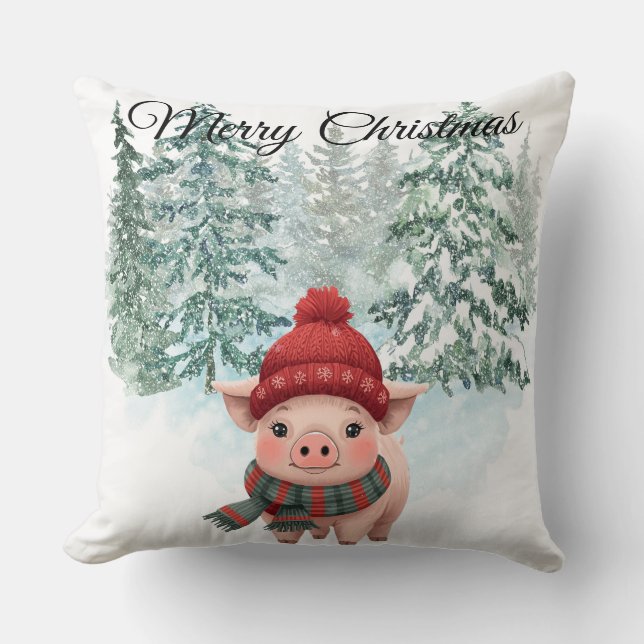 Coussin de jet de cochon de Noël (Recto)