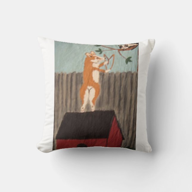 Coussin de jet de corgi malicieux (Recto)