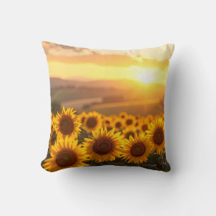 Coussin de jet de coucher de soleil au tournesol d
