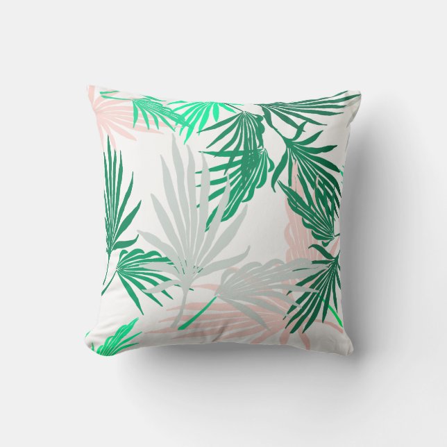 Coussin de jet de feuilles de palmier vert nature (Recto)