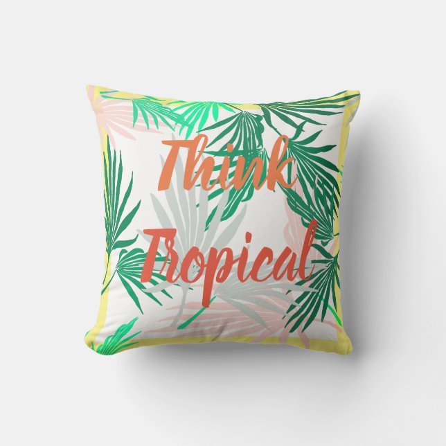 Coussin de jet de feuilles de palmier vert nature (Recto)