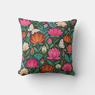 Coussin de jet de fleur de lotus – Art folklorique