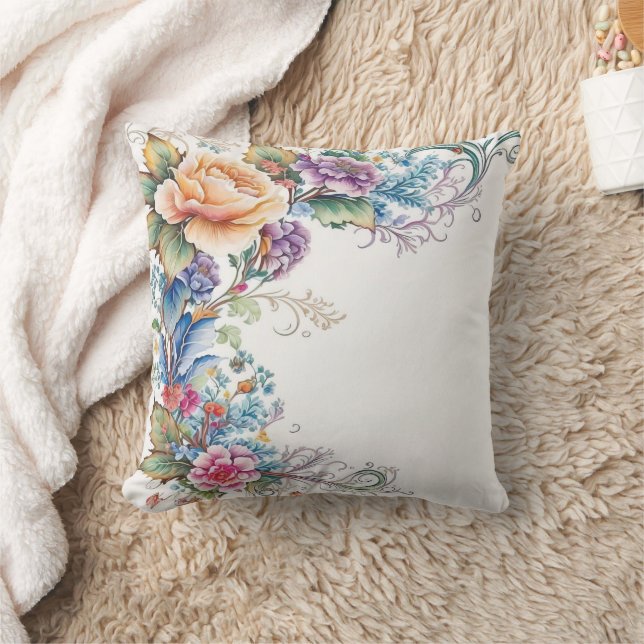 Coussin de jet de fleurs de couleurs pastel apaisa (Couverture)