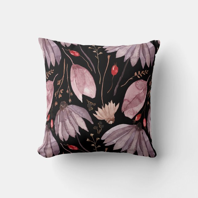 Coussin de jet de fleurs de lotus lavande (Recto)
