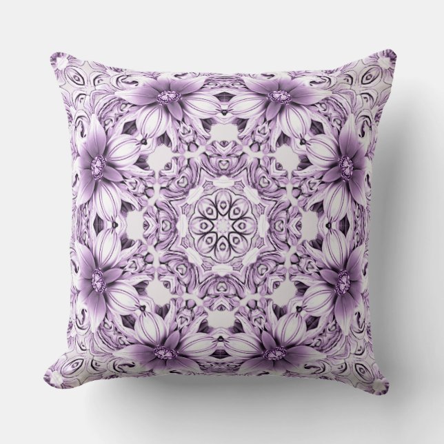 Coussin de jet de fleurs violettes élégantes (Recto)