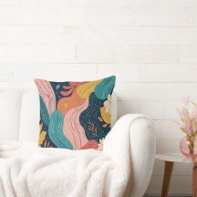 Coussin de jet de flux botanique abstrait