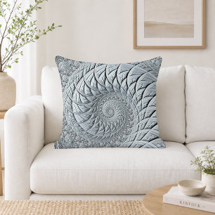 Coussin de jet de fractale en spirale grise abstra