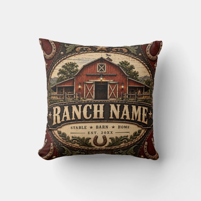 Coussin de jet de grange de ranch occidental rusti (Recto)