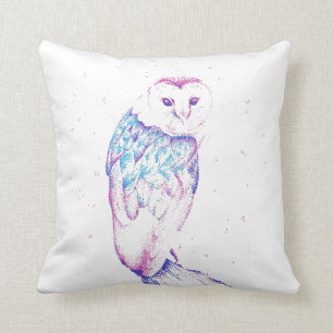 Coussin de jet de hibou de grange dans le rose et