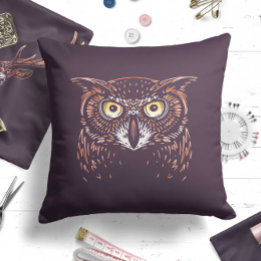 Coussin de jet de hibou de la forêt neutre en genr