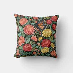 Coussin de jet de jardin aux chrysanthèmes – Art f