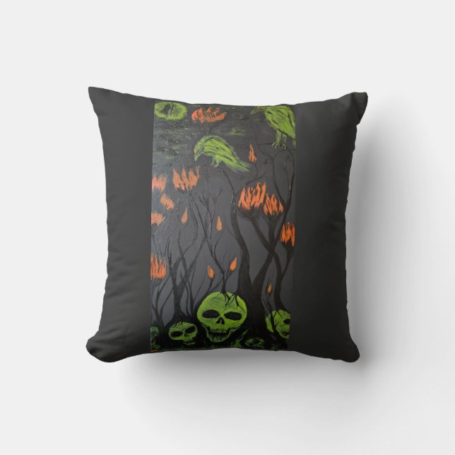 Coussin de jet de jardin de crânes de peintures DG (Recto)