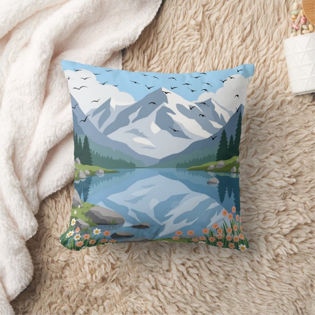 Coussin de jet de lac de montagne serein (Couverture)