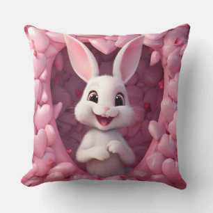 Coussin de jet de lapin de la Saint-Valentin migno