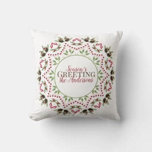 Coussin de jet de mandala de pin et de baies de va