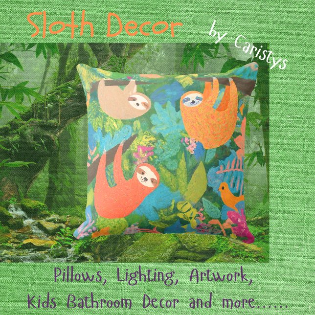 Coussin de jet de paresseux suspendus dans les arb (Créateur téléchargé)