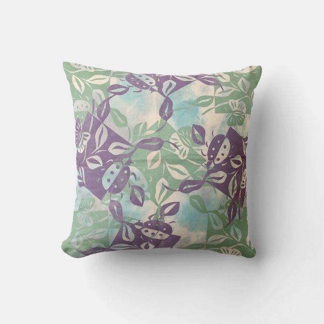 Coussin de jet de peinture de jardin papillon viol (Recto)