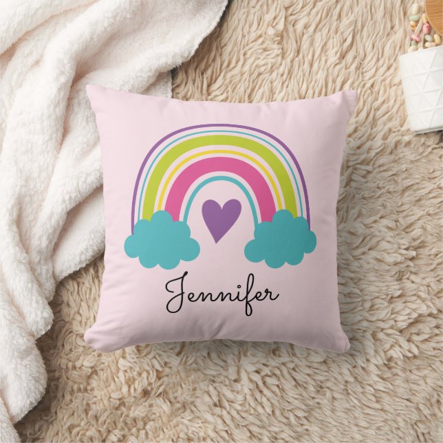 Coussin de jet de pépinière arc-en-ciel rose pâle  (Couverture)