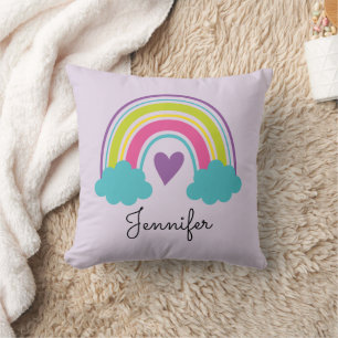 Coussin de jet de pépinière arc-en-ciel violet pâl
